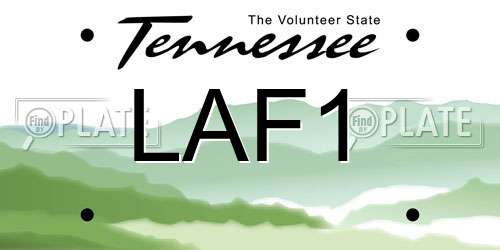 LAF1 Tennessee License Plate