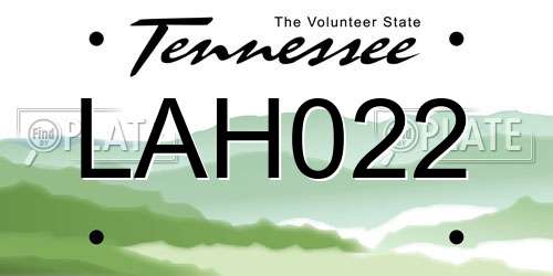 LAH022 Tennessee License Plate