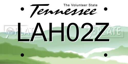 LAH02Z Tennessee License Plate