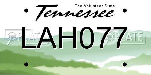 LAH077 Tennessee License Plate