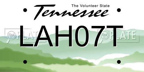 LAH07T Tennessee License Plate