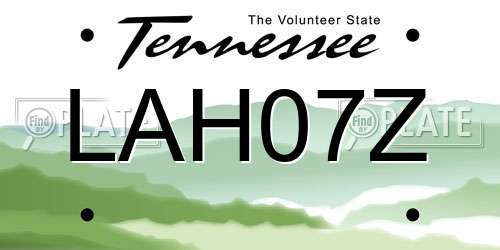 LAH07Z Tennessee License Plate