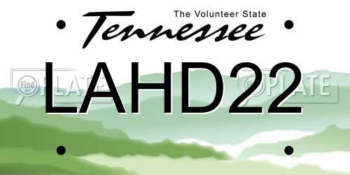 LAHD22 Tennessee License Plate