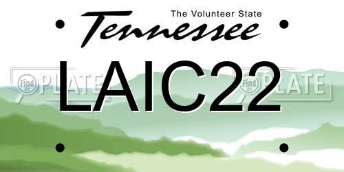 LAIC22 Tennessee License Plate