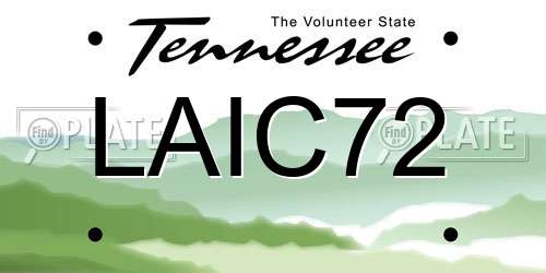 LAIC72 Tennessee License Plate