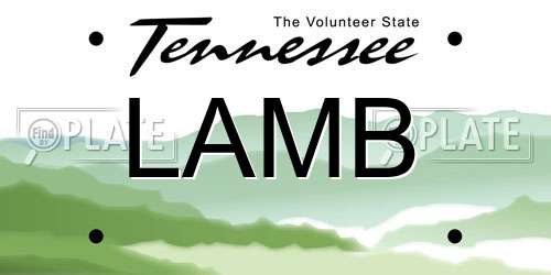 LAMB Tennessee License Plate
