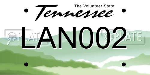 LAN002 Tennessee License Plate