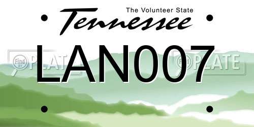 LAN007 Tennessee License Plate