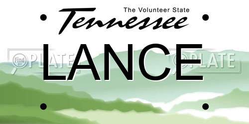 LANCE Tennessee License Plate