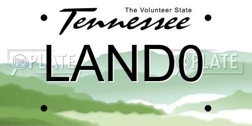 LAND0 Tennessee License Plate