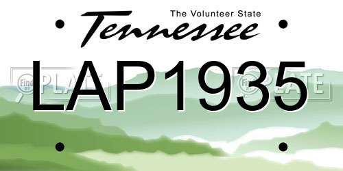 LAP1935 Tennessee License Plate