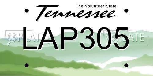 LAP305 Tennessee License Plate