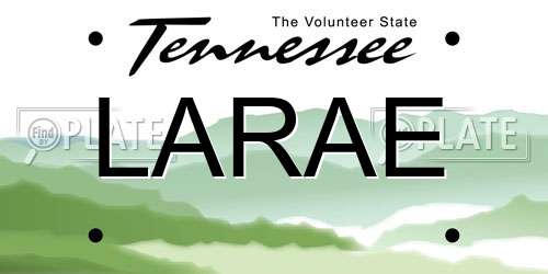 LARAE Tennessee License Plate