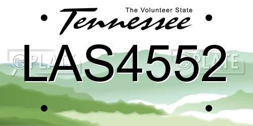 LAS4552 Tennessee License Plate