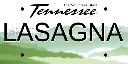 LASAGNA Tennessee License Plate
