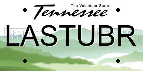 LASTUBR Tennessee License Plate