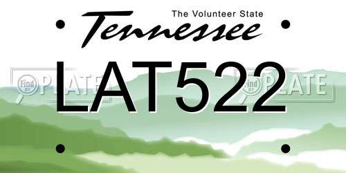 LAT522 Tennessee License Plate