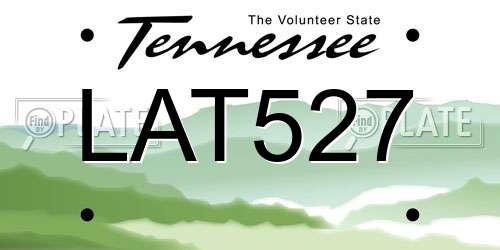 LAT527 Tennessee License Plate