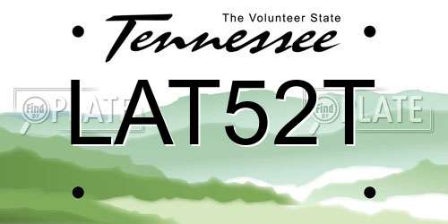 LAT52T Tennessee License Plate