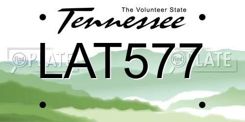 LAT577 Tennessee License Plate