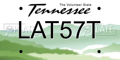 LAT57T Tennessee License Plate