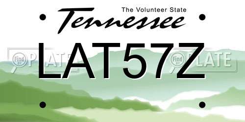 LAT57Z Tennessee License Plate