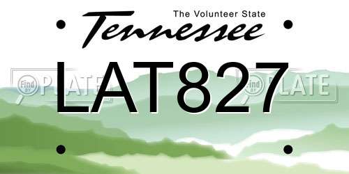 LAT827 Tennessee License Plate