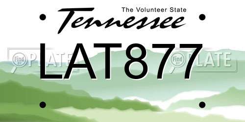 LAT877 Tennessee License Plate