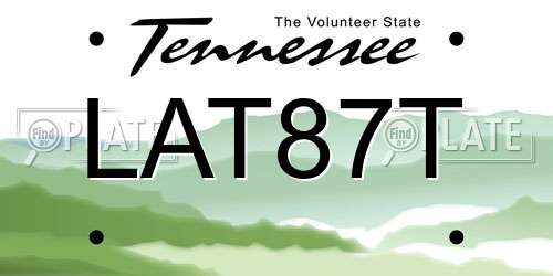 LAT87T Tennessee License Plate