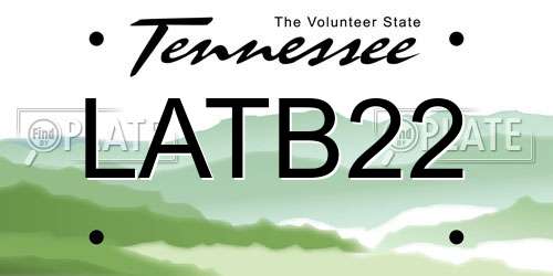 LATB22 Tennessee License Plate