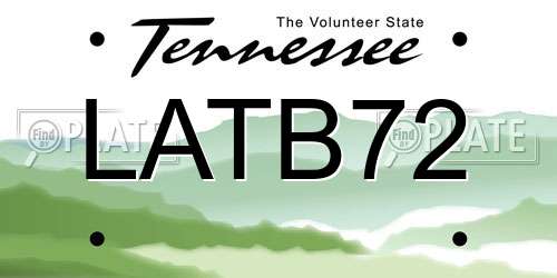LATB72 Tennessee License Plate
