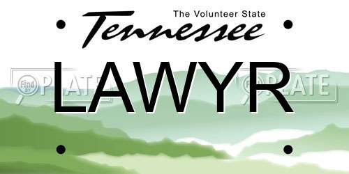 LAWYR Tennessee License Plate