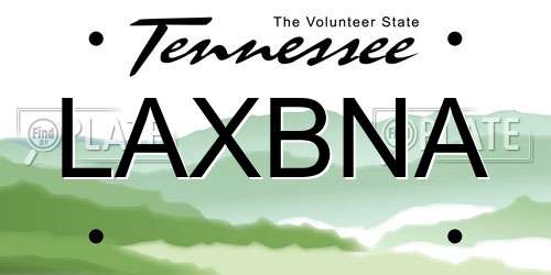LAXBNA Tennessee License Plate