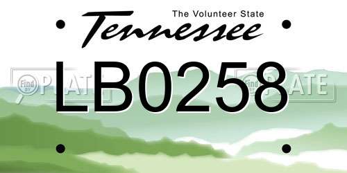 LB0258 Tennessee License Plate