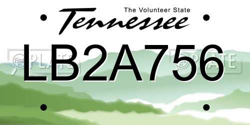 LB2A756 Tennessee License Plate