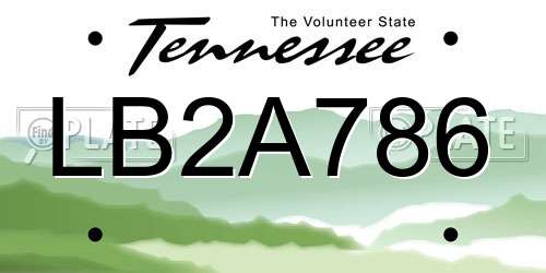 LB2A786 Tennessee License Plate