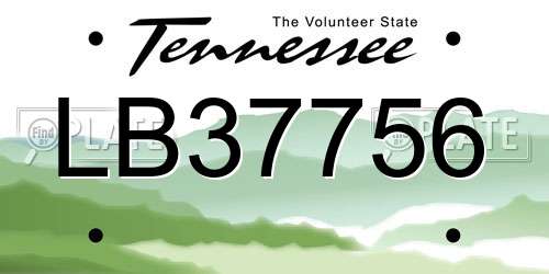 LB37756 Tennessee License Plate