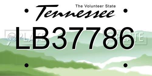 LB37786 Tennessee License Plate