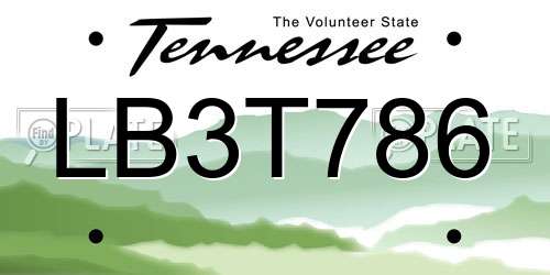 LB3T786 Tennessee License Plate