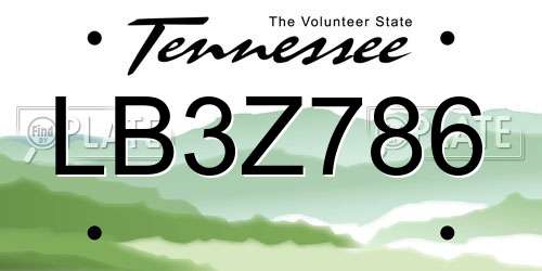 LB3Z786 Tennessee License Plate