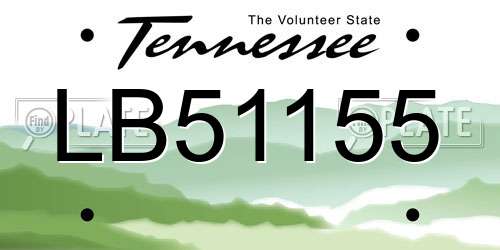 LB51155 Tennessee License Plate