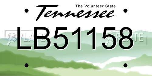 LB51158 Tennessee License Plate