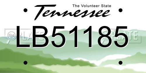 LB51185 Tennessee License Plate
