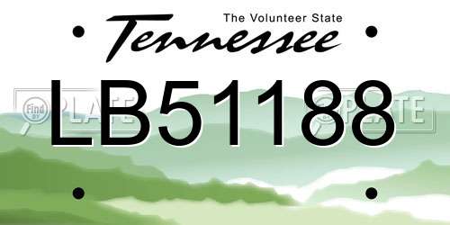 LB51188 Tennessee License Plate