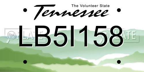 LB5I158 Tennessee License Plate