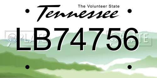 LB74756 Tennessee License Plate