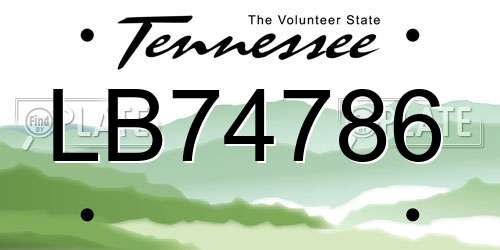 LB74786 Tennessee License Plate