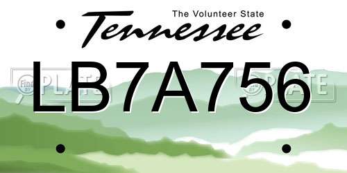 LB7A756 Tennessee License Plate