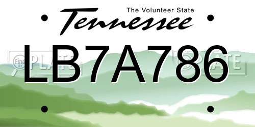 LB7A786 Tennessee License Plate