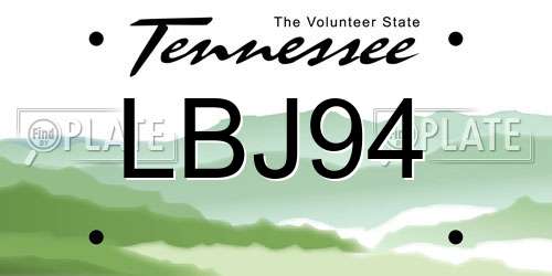 LBJ94 Tennessee License Plate